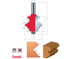 Freza multiprofil, placata CMS Z2, cu coada si rulment copier inferior