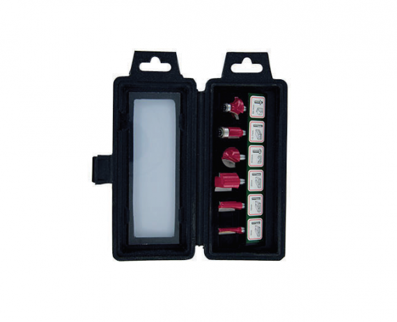 Set de 6 freze cu coada profile diferite, in cutie de plastic