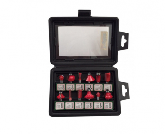 Set de 12 freze cu coada profile diferite, in cutie de plastic