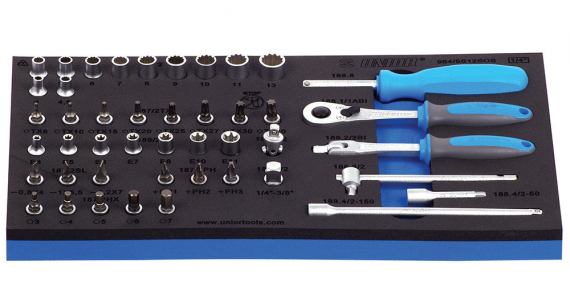 Set de capete chei tubulare si accesorii 1/4" in modul SOS