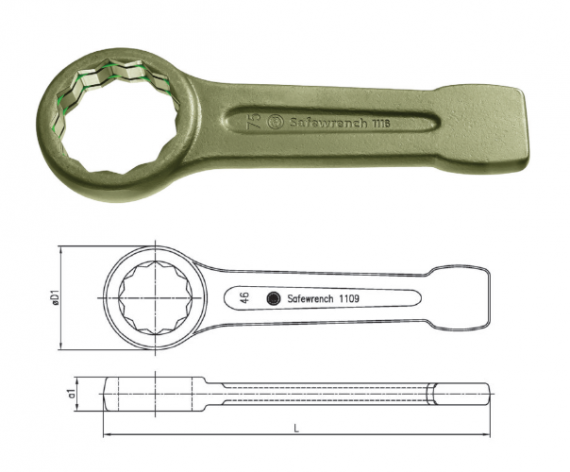Cheie fixa simpla de soc Safewrench, dim. 46 mm